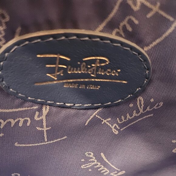 Emilio Pucci blue purple mandala snowflake canvas tote Italy Marilyn Monroe - Picture 4 of 12